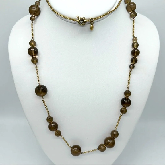 J. Crew Smoky Brown Beaded Necklace - Picture 1 of 3